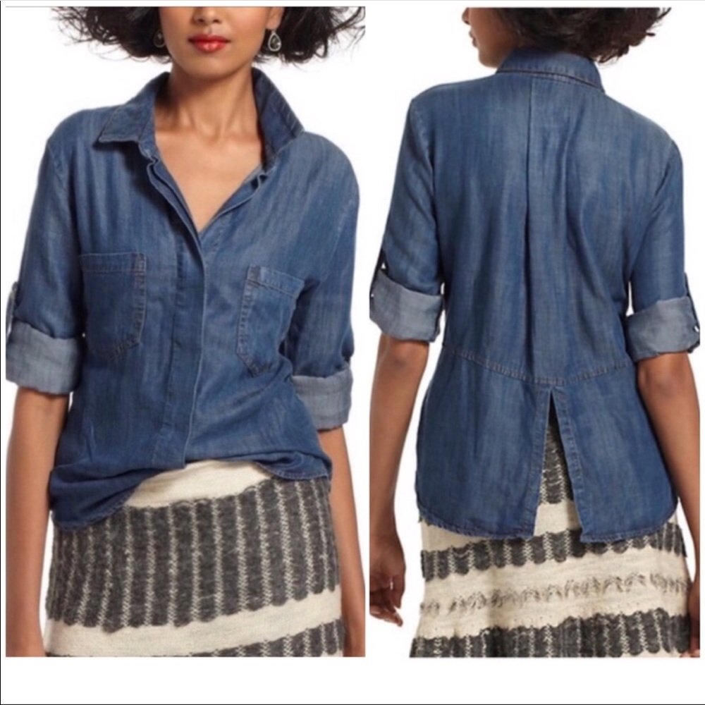 Cloth & Stone Split Back Button Down Shirt Size Xs - image 1